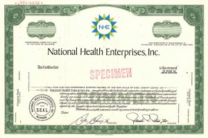 National Health Enterprises, Inc. - Stock Certificate